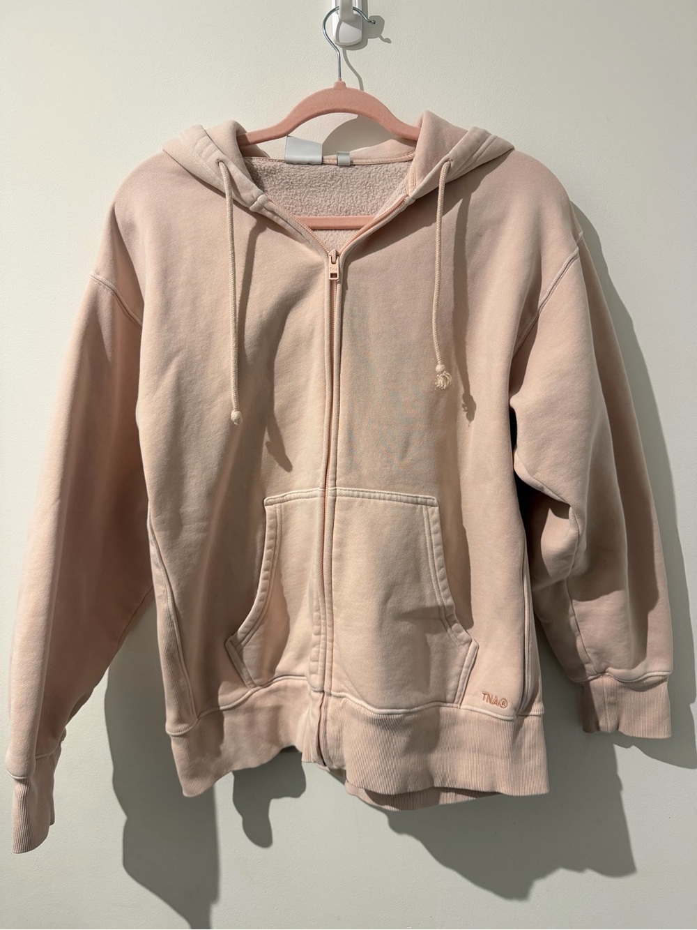 TNA Cozy Sweatfleece Zip Hoodie in Pale Pink - Picture 3 of 6